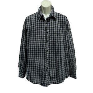 Dockers Premium Plaid Blue/White/Black Long Sleeve Button Up Shirt‎ Size XL